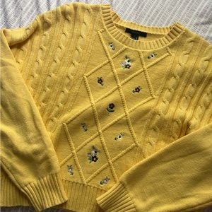 forever 21 yellow sweater vintage looking super cute flowers!